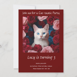 Invitation Kitty Cat Elegant Garnet Anniversaire Fête Invitat