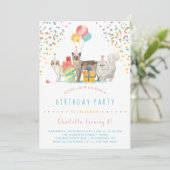 Invitation Kitty Cat Rainbow Confetti Fun Anniversaire de enf (Debout devant)
