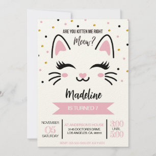 Invitation Kitty Chat Anniversaire, Tu M'Aimerais Bien,