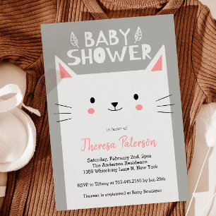 Invitation Kitty Chat Baby shower Sexe Neutre