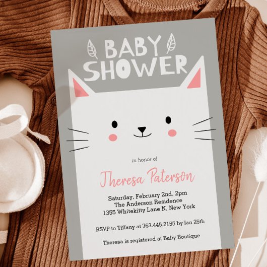 Invitation Kitty Chat Baby shower Sexe Neutre