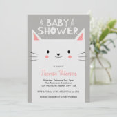 Invitation Kitty Chat Baby shower Sexe Neutre (Debout devant)