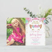 Invitation Kitty chat chaton chaton rose or parties scintilla (Debout devant)