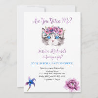 Kitty chat chaton rose violet fille baby shower in