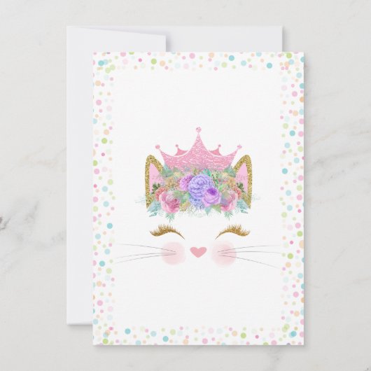 Invitation Kitty Chat Confetti Filles N'Importe Quel Nombre A (Dos)