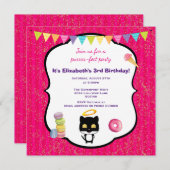 Invitation Kitty Chat Et Crème De Glace Anniversaire Invitati (Devant / Derrière)