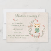 Invitation Kitty Chat Floral Girly Kitten fête d'anniversaire (Devant)