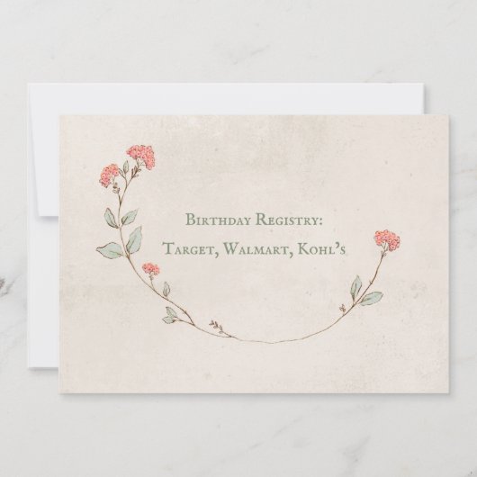 Invitation Kitty Chat Floral Girly Kitten fête d'anniversaire (Dos)