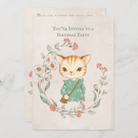 Kitty Chat Floral Girly Kitten fête d'anniversaire