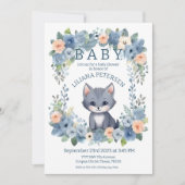 Invitation Kitty Chat Kitten Pastel Blue Boy Baby shower Invi (Devant)