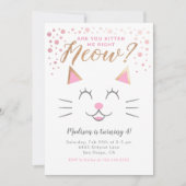 Invitation Kitty Chat rose or fête d'anniversaire (Devant)