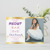 Invitation Kitty Chat rose or fête d'anniversaire Photo (Debout devant)