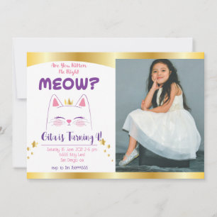 Invitation Kitty Chat rose or fête d'anniversaire Photo