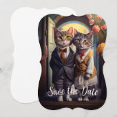 Invitation Kitty Couple - Sauvegarder la date (Devant / Derrière)