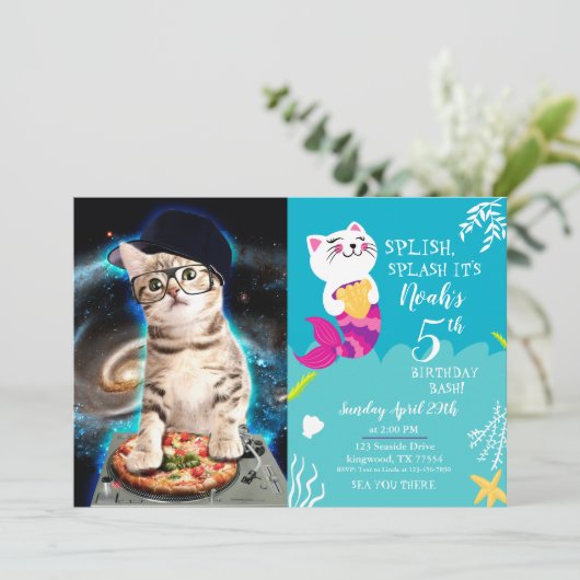 Invitation kitty dj cat (Debout devant)