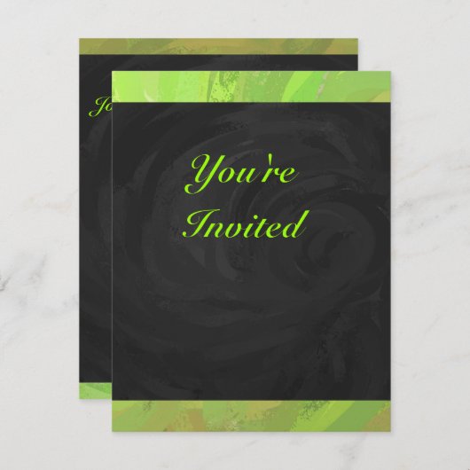 Invitation Kiwi Bash Vert et noir Monogramme (Devant / Derrière)