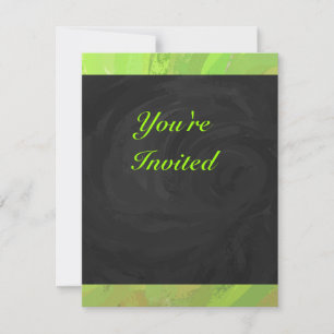 Invitation Kiwi Bash Vert et noir Monogramme