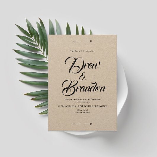 Invitation Klassisch elegante Schwarz-Weiß Hochzeit Einladung