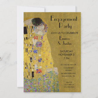 Invitation Klimt's The Kiss - Art Nouveau Engagement Party