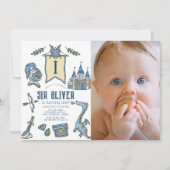 Invitation Knight Dragon Castle Médiéval 1er anniversaire Pho (Devant)