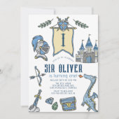 Invitation Knight Dragon Castle Medieval Boy 1er anniversaire (Devant)