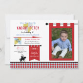 Invitation Knights Photo Médiévale Anniversaire Fête Bleu Rou (Devant)