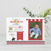 Invitation Knights Photo Médiévale Anniversaire Fête Bleu Rou (Debout devant)