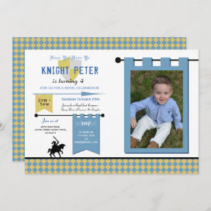 Invitation Knights Photo Médiévale fête d'anniversaire Bleu