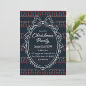 Invitation Knitted Christmas Pattern Bow Frame Holiday Party (Debout devant)