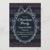 Invitation Knitted Christmas Pattern Bow Frame Holiday Party (Devant)