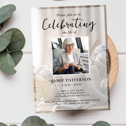 Invitation Knitter, Crafts, Celebration of Life Funeral Photo