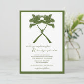 Invitation Knot Palm Trees Plage Mariage tropical Moderne Chi (Debout devant)