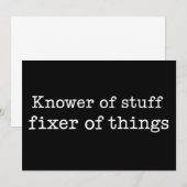 Invitation Knower of Stuff Fixer of Things Funny Handyman Dad (Devant / Derrière)
