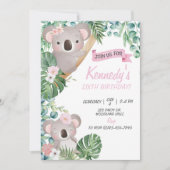 Invitation Koala Anniversaire, N'Importe Quel Âge, Accrochons (Devant)