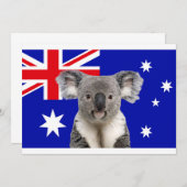 Invitation Koala avec l'Arrière - plan du drapeau australien  (Devant / Derrière)