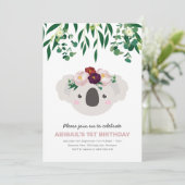 Invitation Koala avec l'invitation d'anniversaire de la couro (Debout devant)