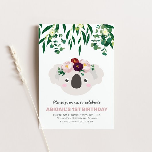 Invitation Koala avec l'invitation d'anniversaire de la couro
