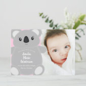 Invitation Koala Baby shower fille (Debout devant)