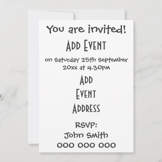 Invitation Koala Bear Design N'importe quelle occasion (Dos)