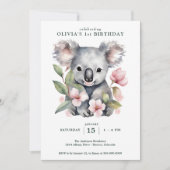 Invitation Koala Bear Premier anniversaire (Devant)