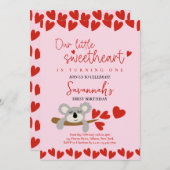 Invitation Koala Bear Saint Valentin Anniversaire de la Saint (Devant / Derrière)