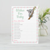 Invitation Koala Bear Souhaite Pour Baby shower Game Rose Gir (Debout devant)
