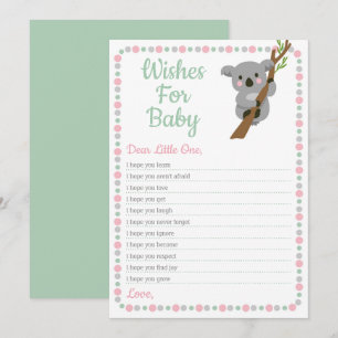 Invitation Koala Bear Souhaite Pour Baby shower Game Rose Gir