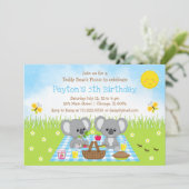 Invitation Koala Bear's Picnic Blue En vichy Anniversaire (Debout devant)