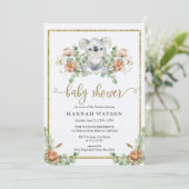 Invitation Koala Eucalyptus Woodland Élégant Baby shower (Debout devant)