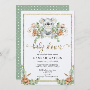 Invitation Koala Eucalyptus Woodland Élégant Baby shower