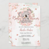 Invitation Koala, Invitation Baby shower Koala (Devant / Derrière)