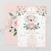 Invitation Koala pour le baptême de notre fille (Devant / Derrière)