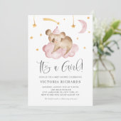 Invitation Koala Rose Belle Dormir C'est un Baby shower de fi (Debout devant)