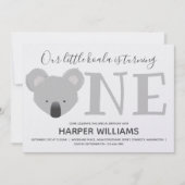 Invitation Koala Tourne un animal mignon premier anniversaire (Devant)